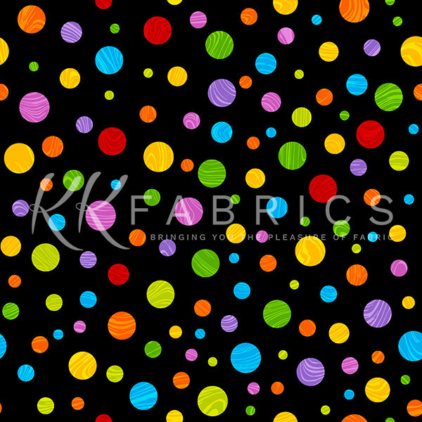 Dappy Dachshunds- Black Marble Textured Dots: Sold by the 1/2 yard