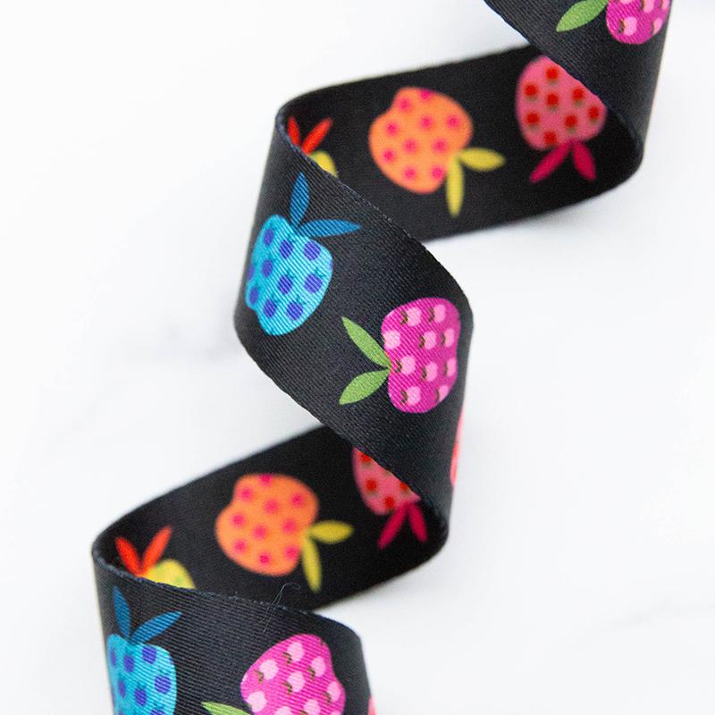 Rainbow Apples Webbing 1.5": Sold By the Yard