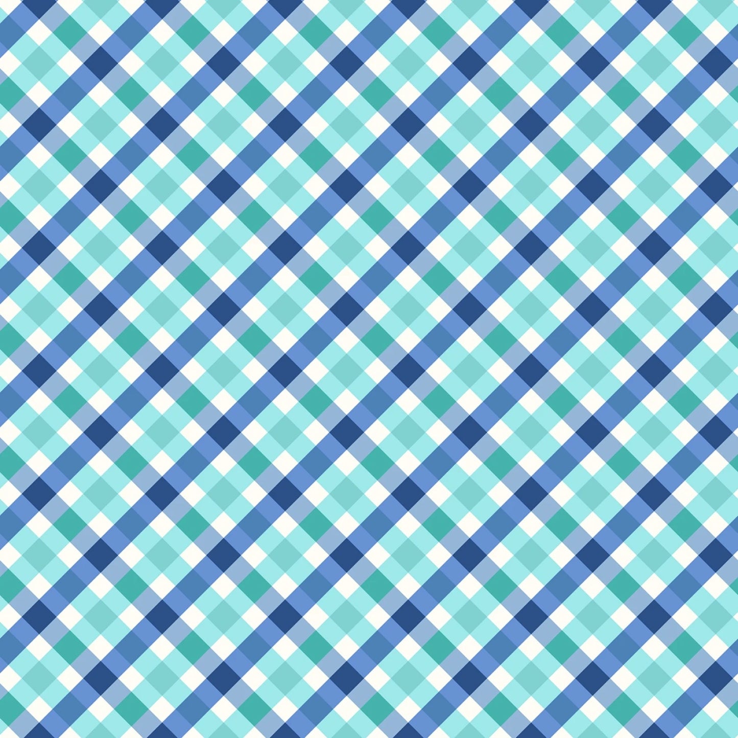 Star Spangled Beauty- Blue/Aqua Bias Gingham: Sold by the 1/2 yard