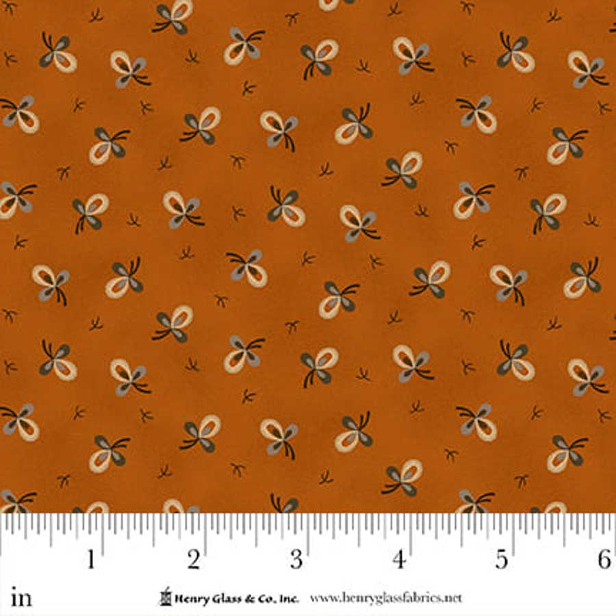 Flower Pot- Orange Ditsy Blooms: Sold by the 1/2 yard