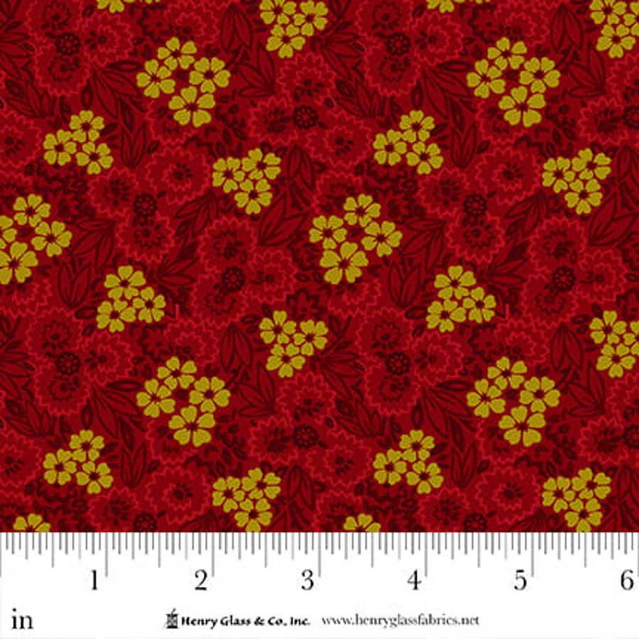 Flower Pot Prints- Red Scatter Garden: Sold by the 1/2 yard