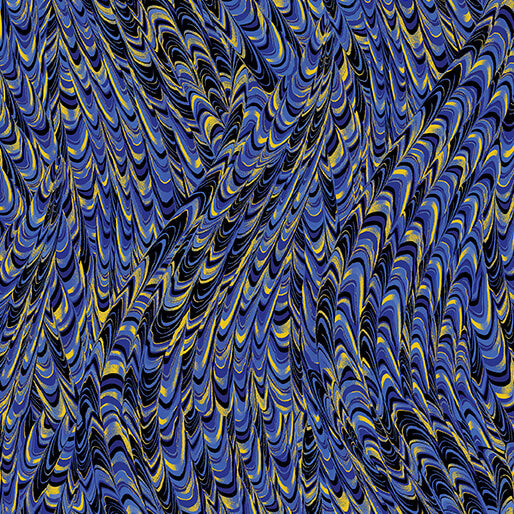 Metallic Impressions- Navy Metallic Marble Impressions: Sold By The 1/2 yard