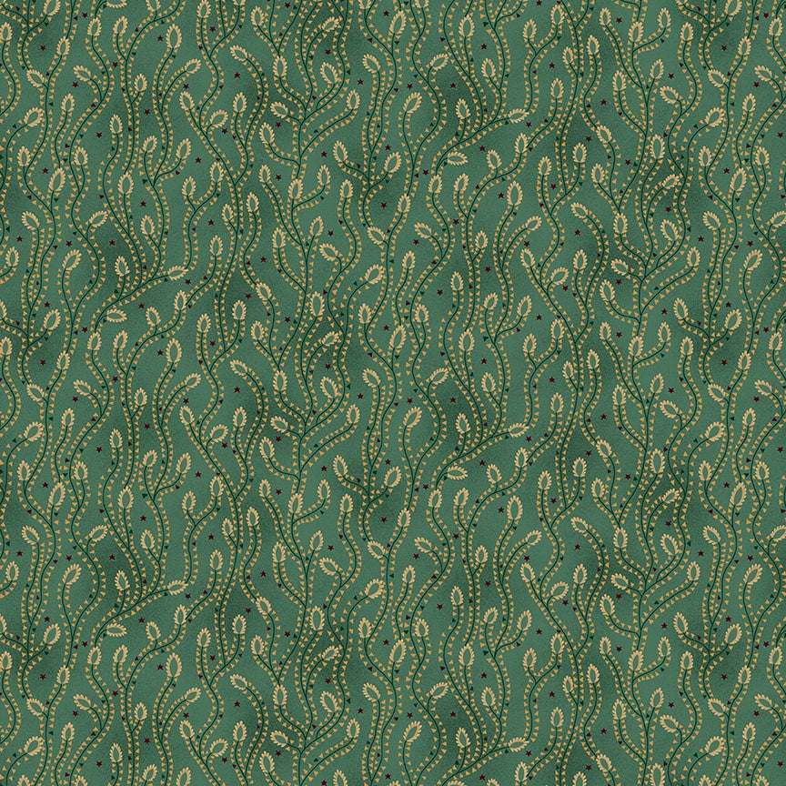 Scrap Basket Favorites- Turquoise Triangle Vines: Sold by the 1/2 yard