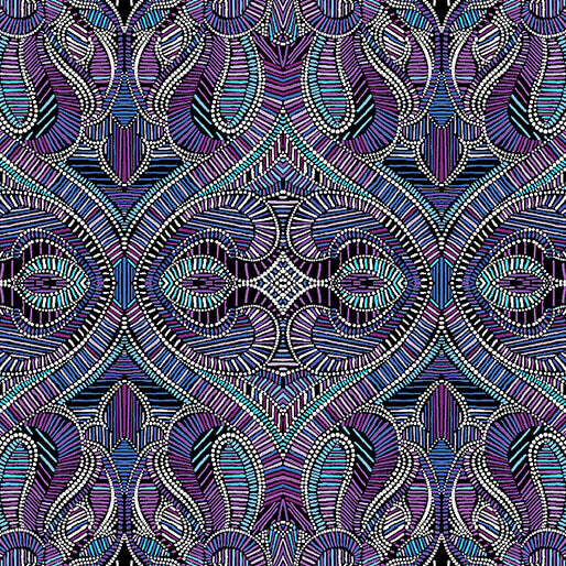 What If?- Purple/Multi Good Vibes: Sold by the 1/2 Yard