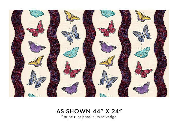 Circle of Butterflies- Cream/Multi Butterfly Split Pearl: Sold By The 1/2 Yard