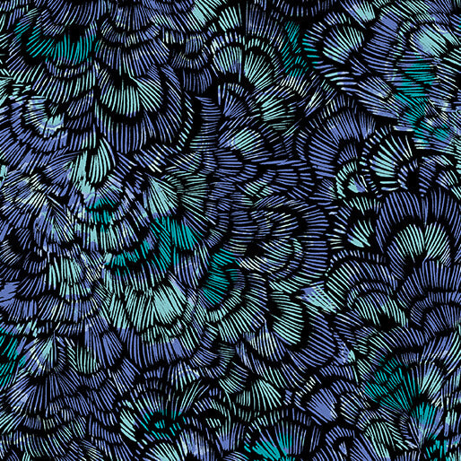 Circle of Butterflies- Blue/Multi Fresca Pearl: Sold By The 1/2 Yard