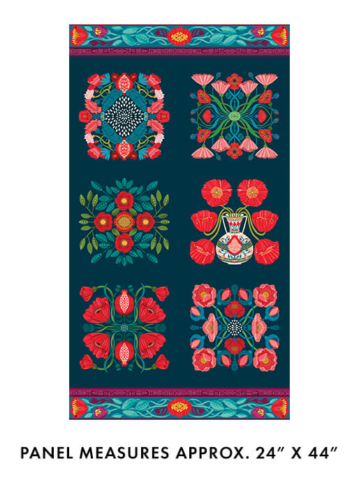 Mirrors- Dark Teal/Multi 24" Panel: Sold by the PANEL