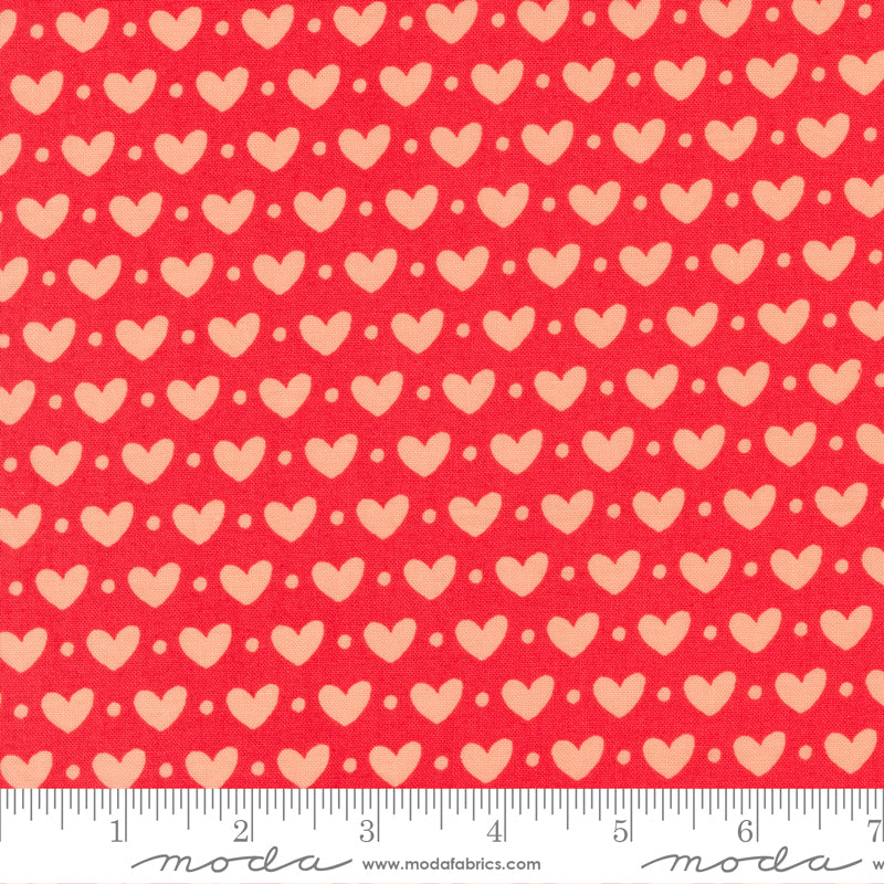 Sincerely Yours- Geranium Candy Hearts: Sold by the 1/2 yard