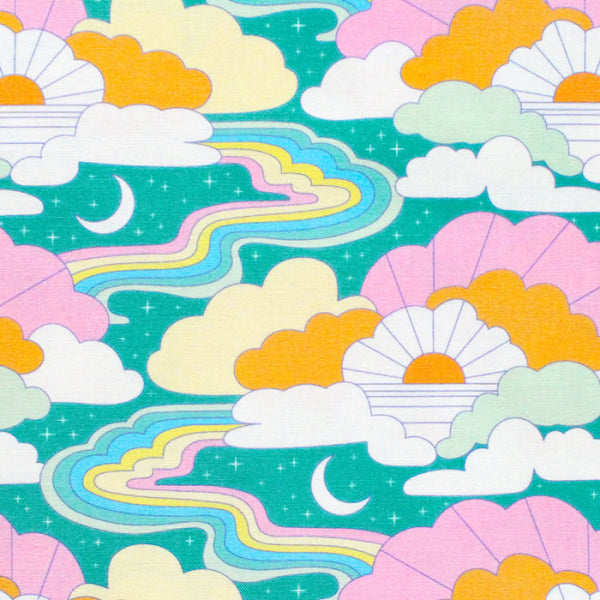 High in the Sky- Turquoise Cosmic Skyway: Sold by the 1/2 Yard