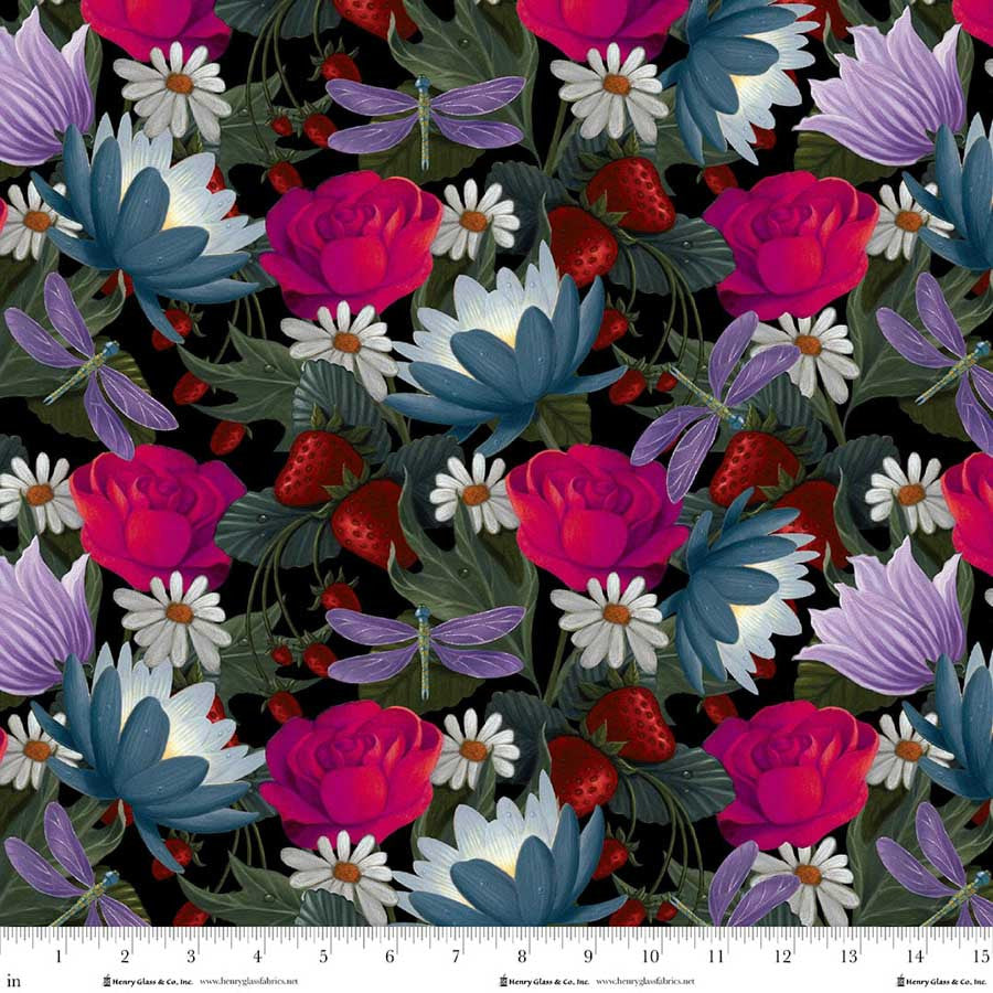 Serenade- Black Floral: Sold By The 1/2 Yard