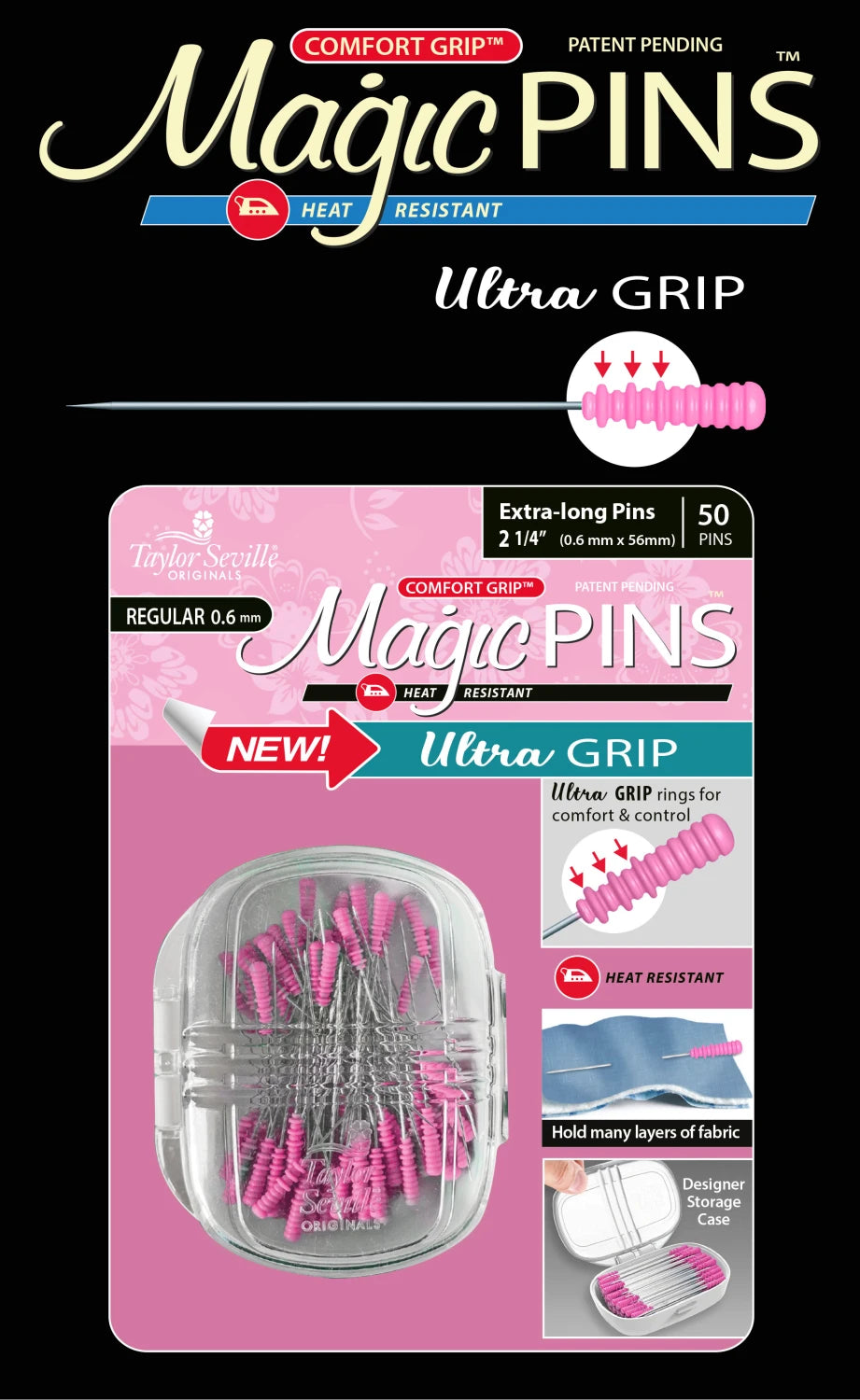 Magic Pins- Ultra Grip, Extra Long: 50 pins