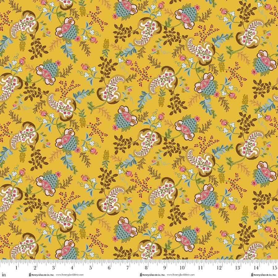 Love Struck- Yellow Fancy Floral: Sold by the 1/2 yard