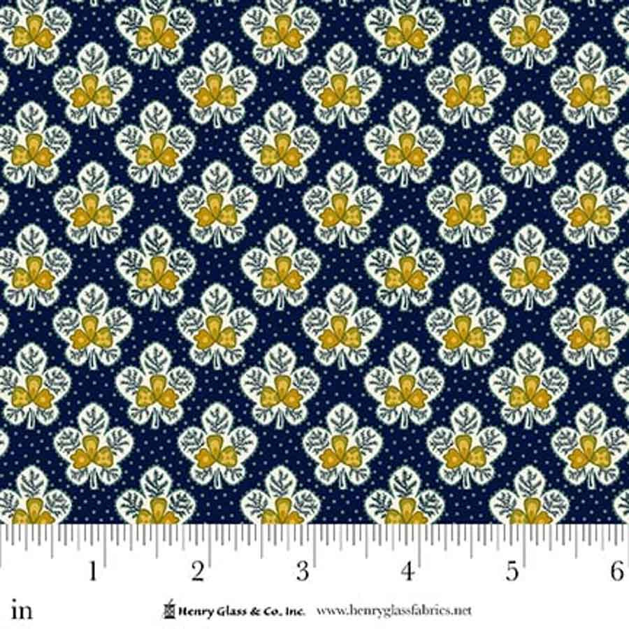 Love Struck- Navy Leafy Blossoms: Sold by the 1/2 yard