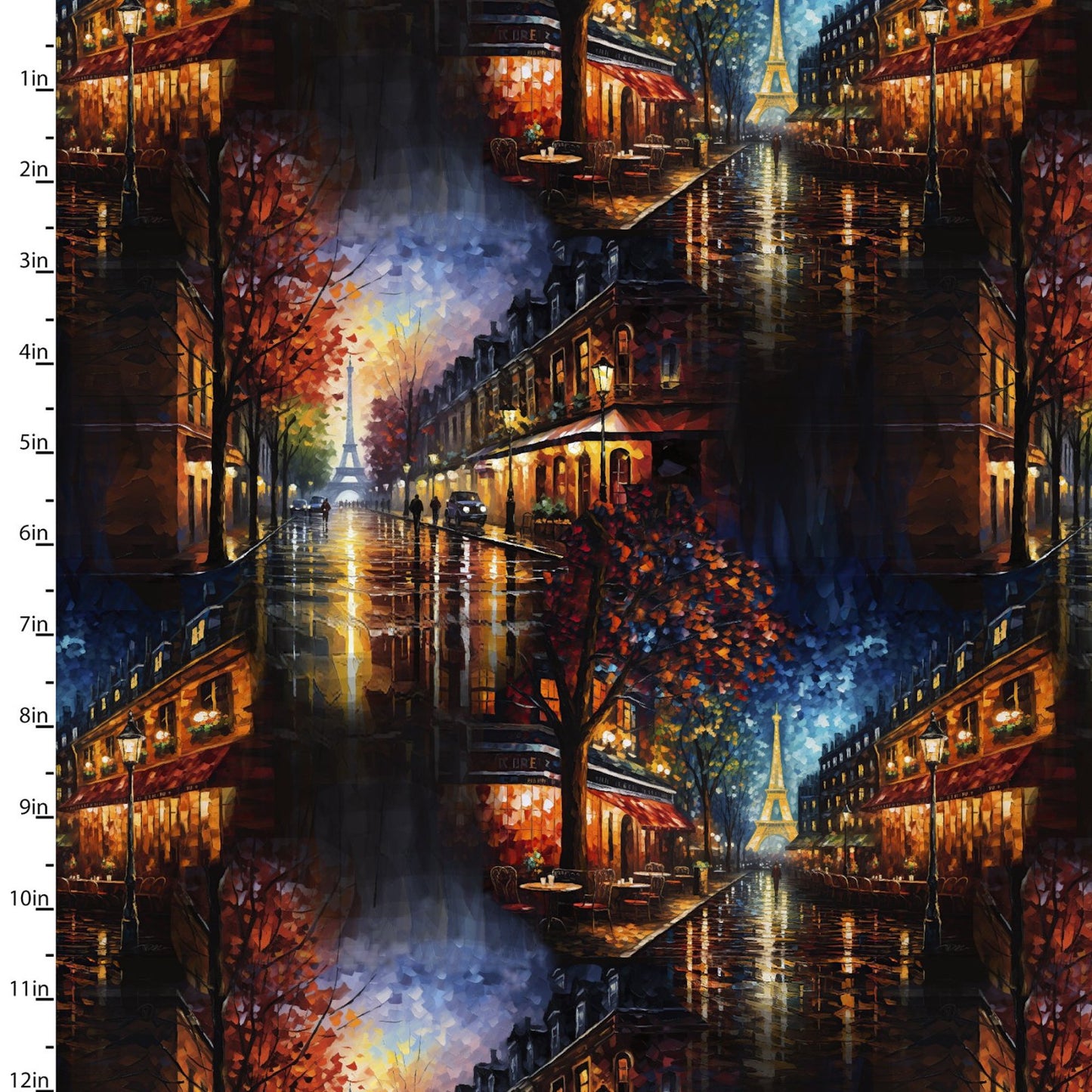 C'est Magnifique- Black Cityscape: Sold by the 1/2 yard