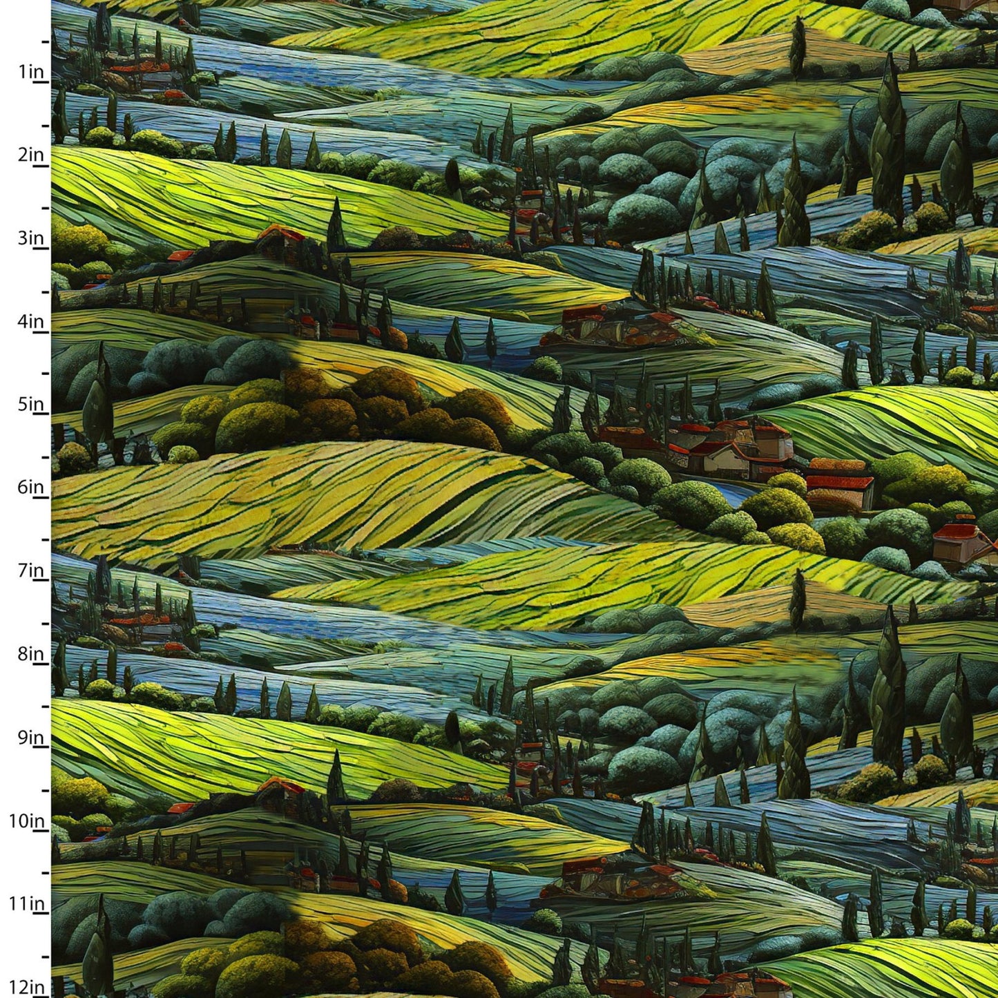 C'est Magnifique- Green Rolling Hills: Sold by the 1/2 yard