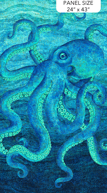 Shimmer Enigma- Octopus Panel with Metallic: Sold by the PANEL