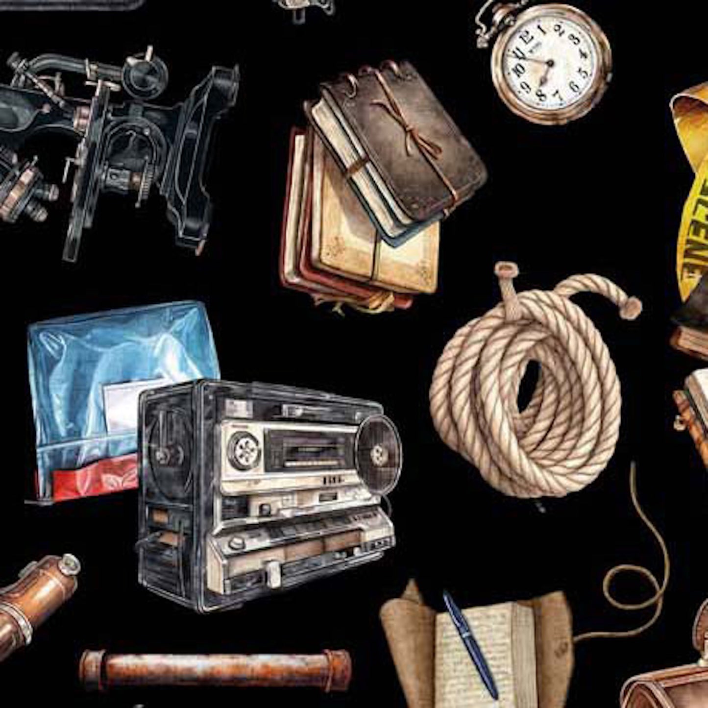 True Detective- Black Everything Detective: Sold by the 1/2 yard.