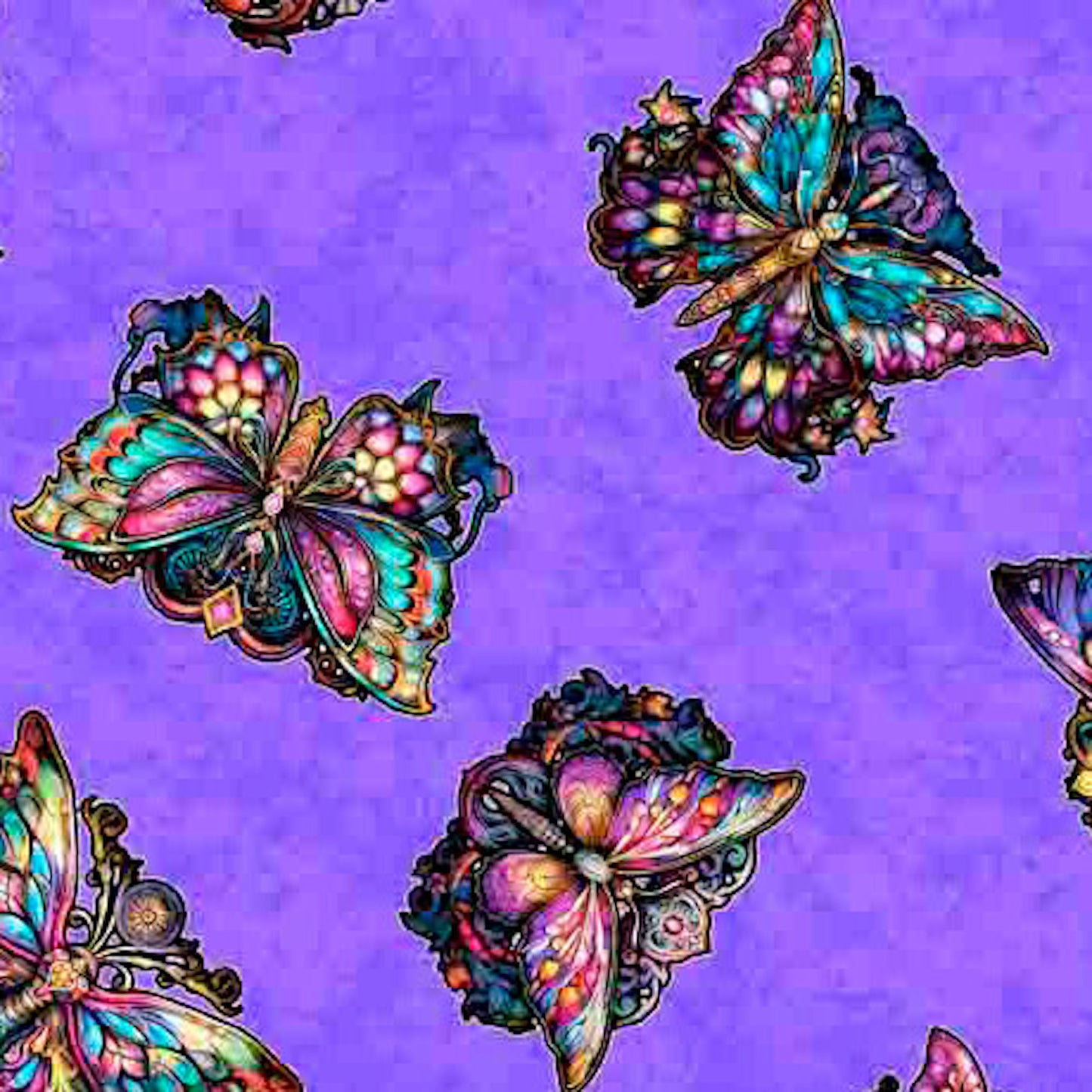 Night Flight- Purple Butterfly Toss: Sold by the 1/2 yard