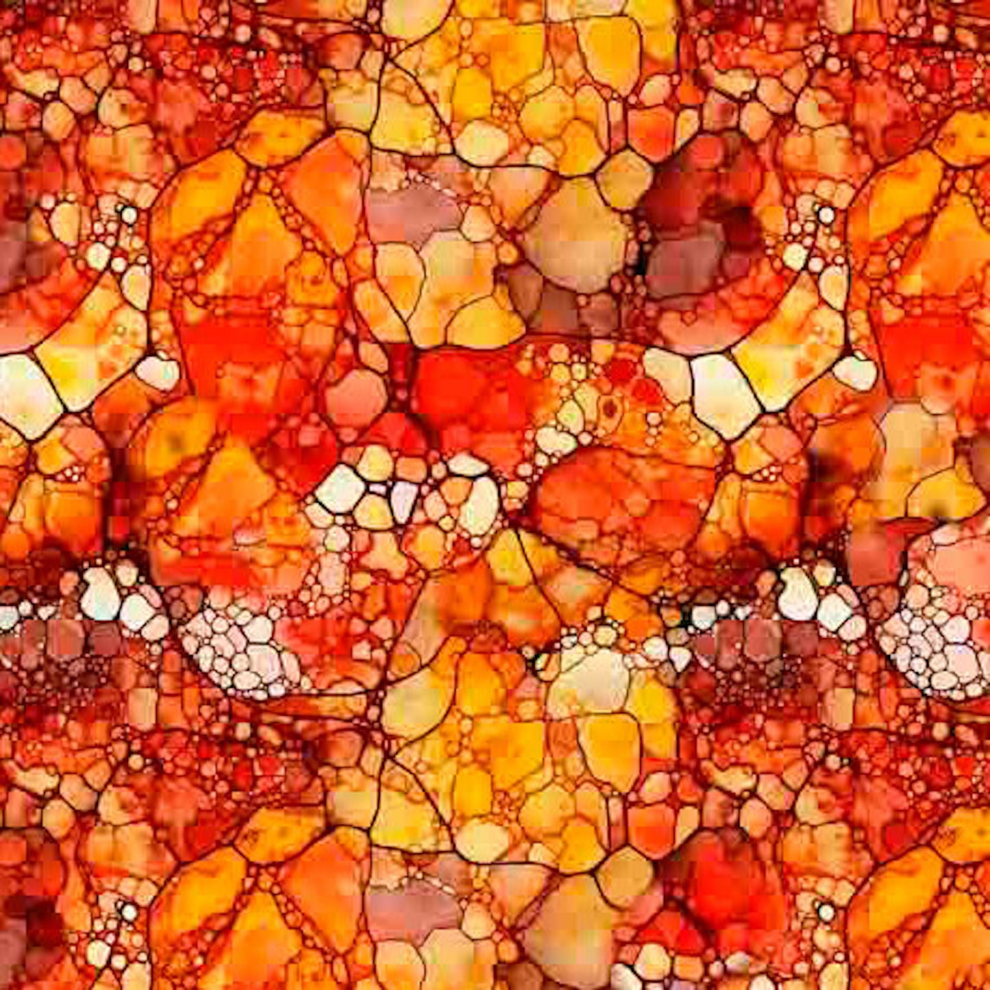 Night Flight- Orange Mosaic: Sold by the 1/2 yard