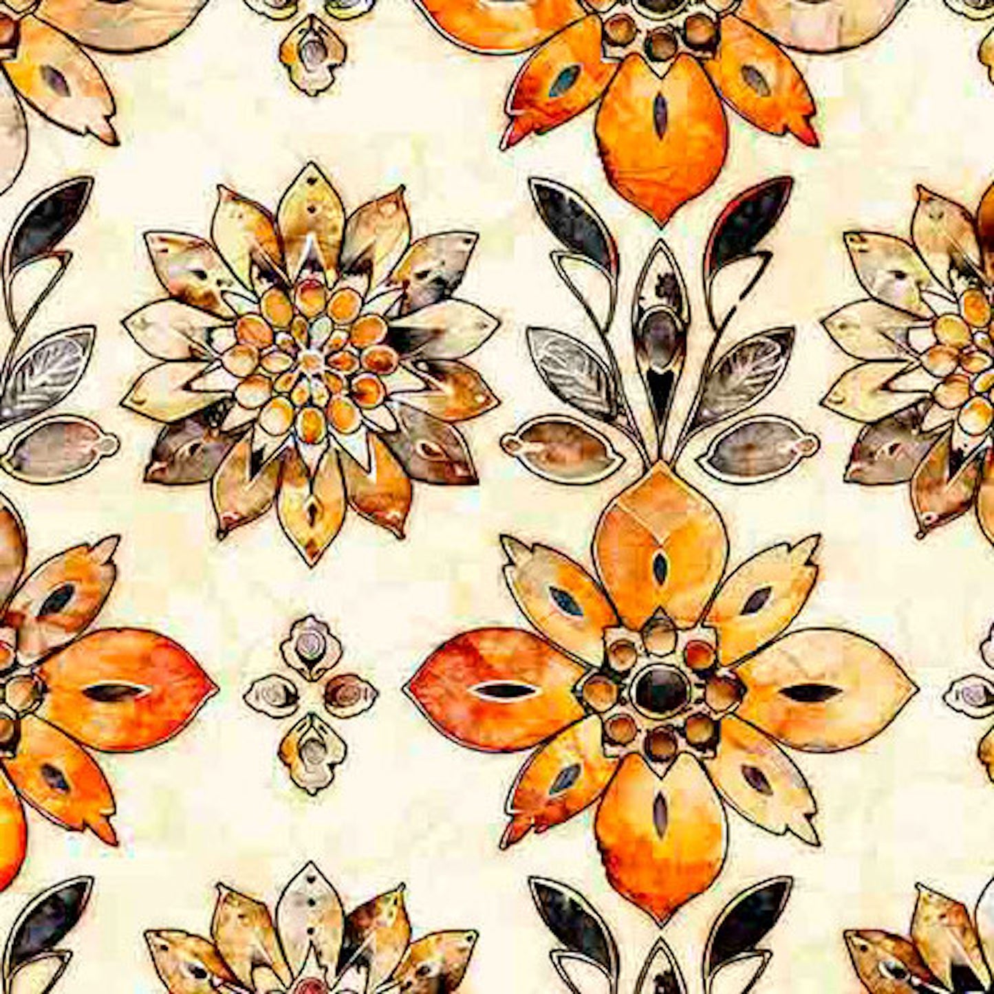 All the Buzz- Cream Decorative Floral: Sold by the 1/2 yard.