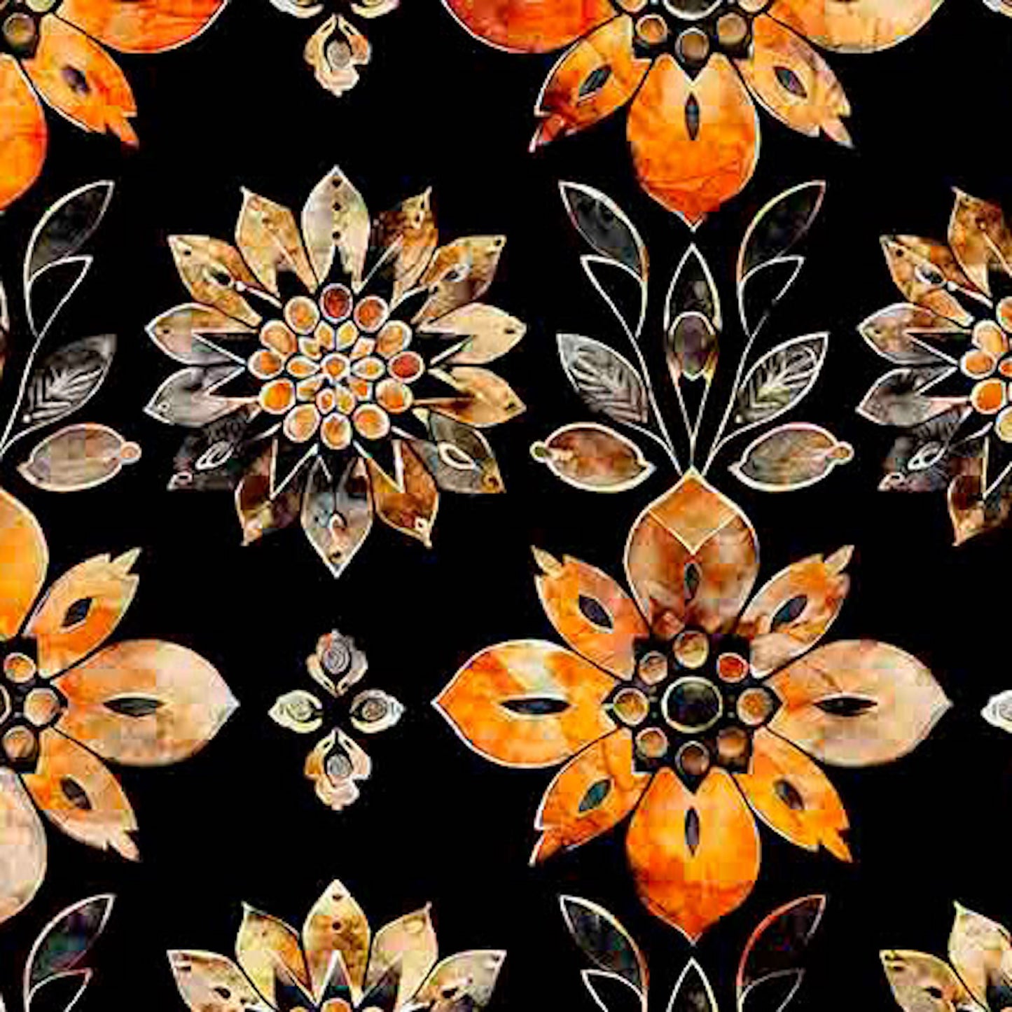 All the Buzz- Black Decorative Floral: Sold by the 1/2 yard.