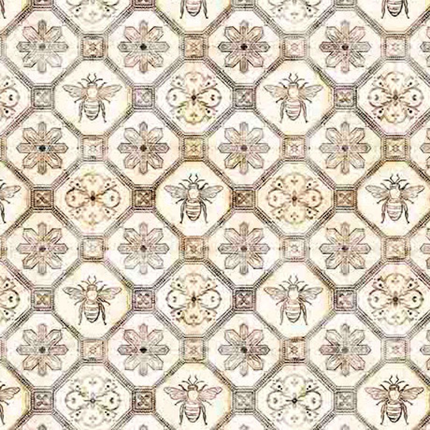 All the Buzz- Taupe Bee Geometric: Sold by the 1/2 yard.