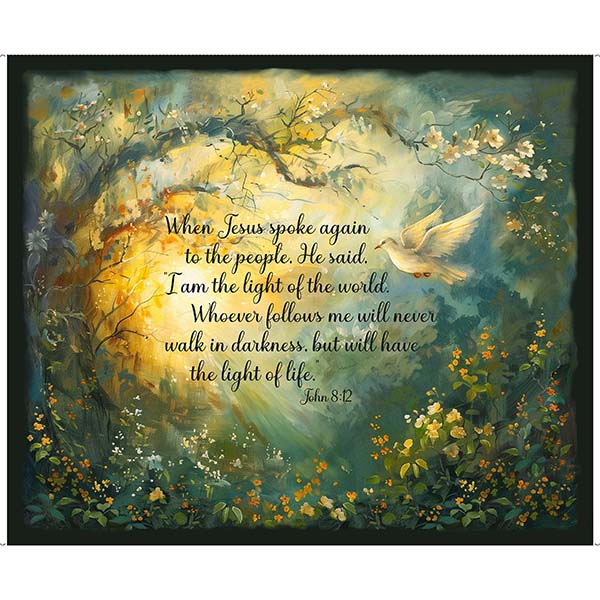 Light of the World- Multi Dove Light 36" Panel: Sold by the PANEL.