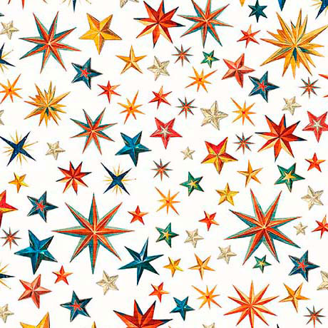 Yippie Ki Yay! White Stars: Sold by the 1/2 yard
