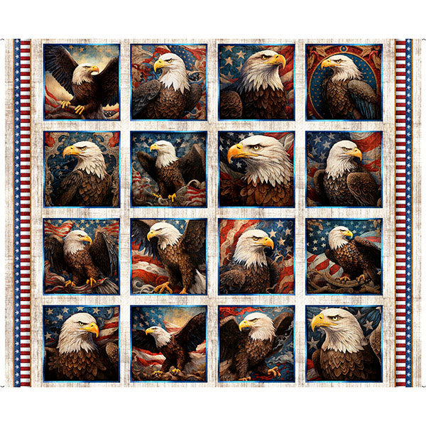 1776- Birch Eagle Picture Patches 36" Panel: Sold by the Panel.