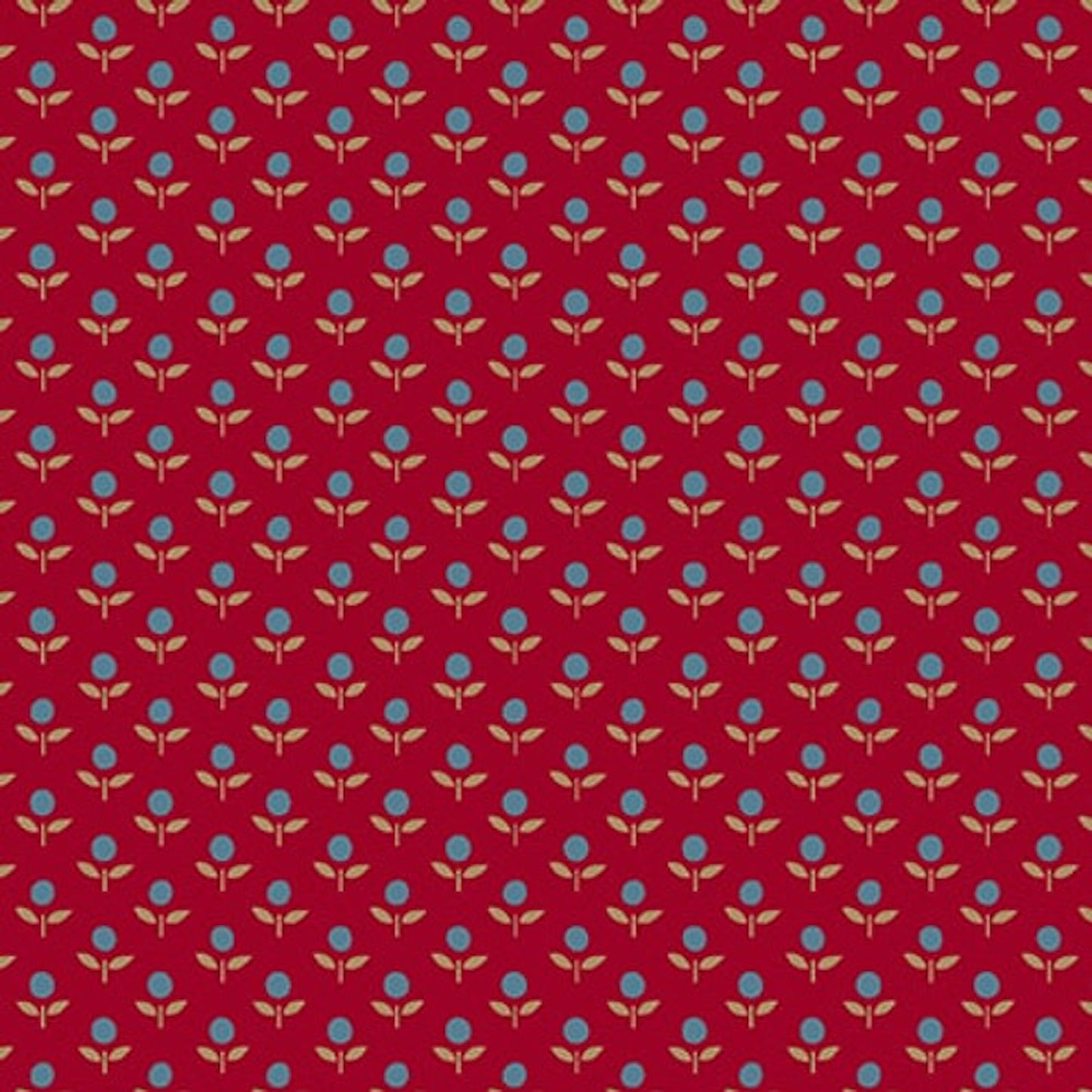 Friday Harbor- Red/Teal Flower Dots: Sold by the 1/2 Yard