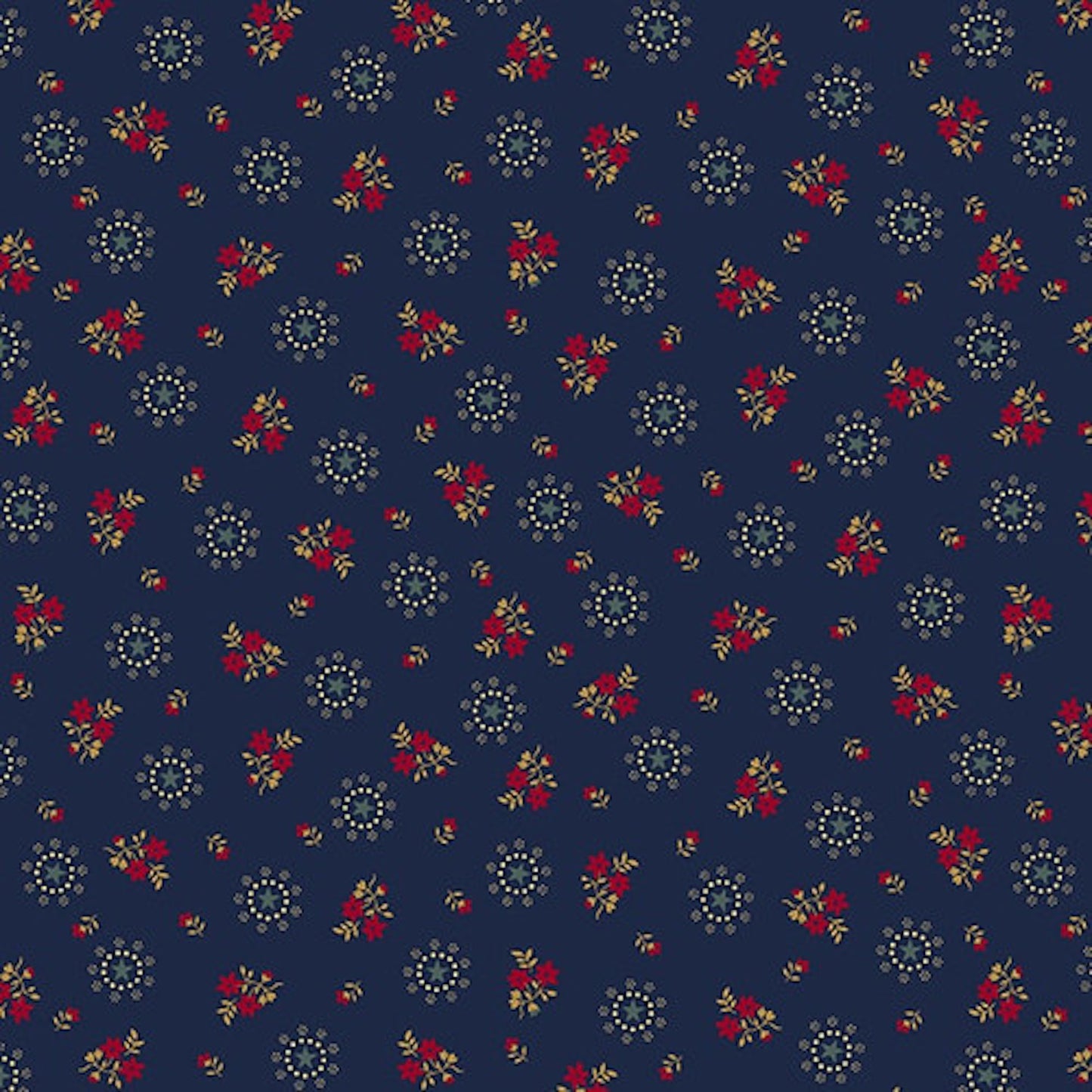 Friday Harbor- Navy Wreaths: Sold by the 1/2 Yard