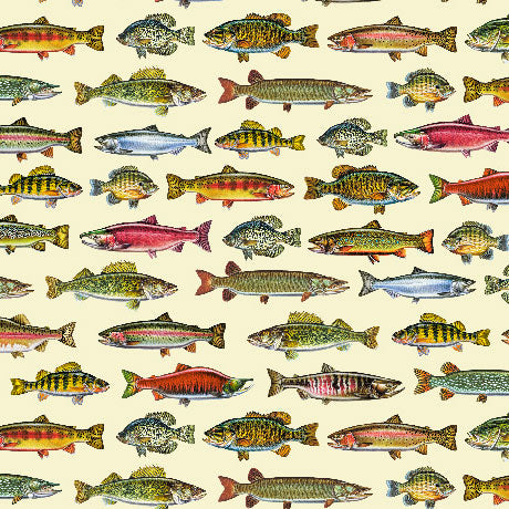 The Lure of Fishing- Buttercream Fish Set: Sold by the 1/2 yard
