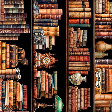 Book Club- Multi Bookshelf Border Stripe: Sold by the 1/2 yard