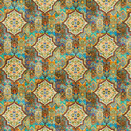 Book Club- Sage Medallion Geo: Sold by the 1/2 yard