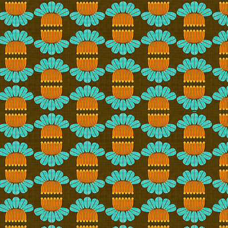 Patchouli Prints- Chocolate Tulip Coco: Sold by the 1/2 yard