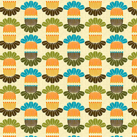 Patchouli Prints- Pale Yellow Tulip Coco: Sold by the 1/2 yard