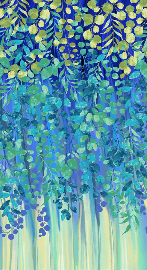 Blissful Blooms- Peacock Fern & Foliage: Sold by the 1/2 yard