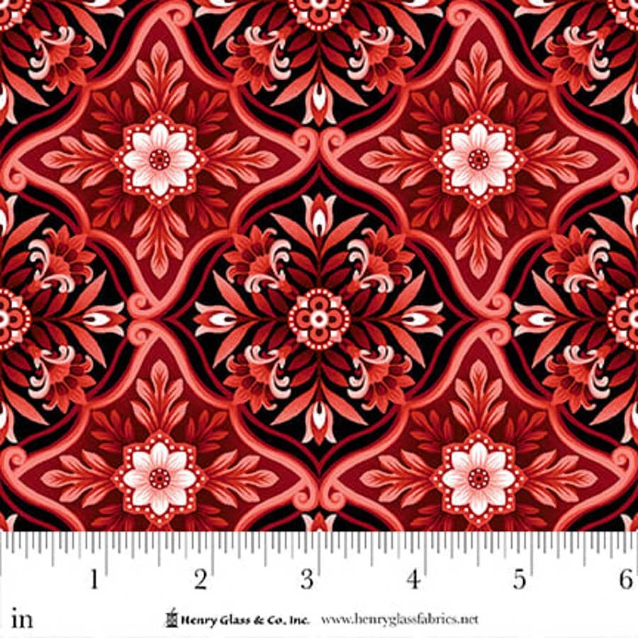 Scarlet's Treasure- Red Foulard Tiles: Sold by the 1/2 yard.