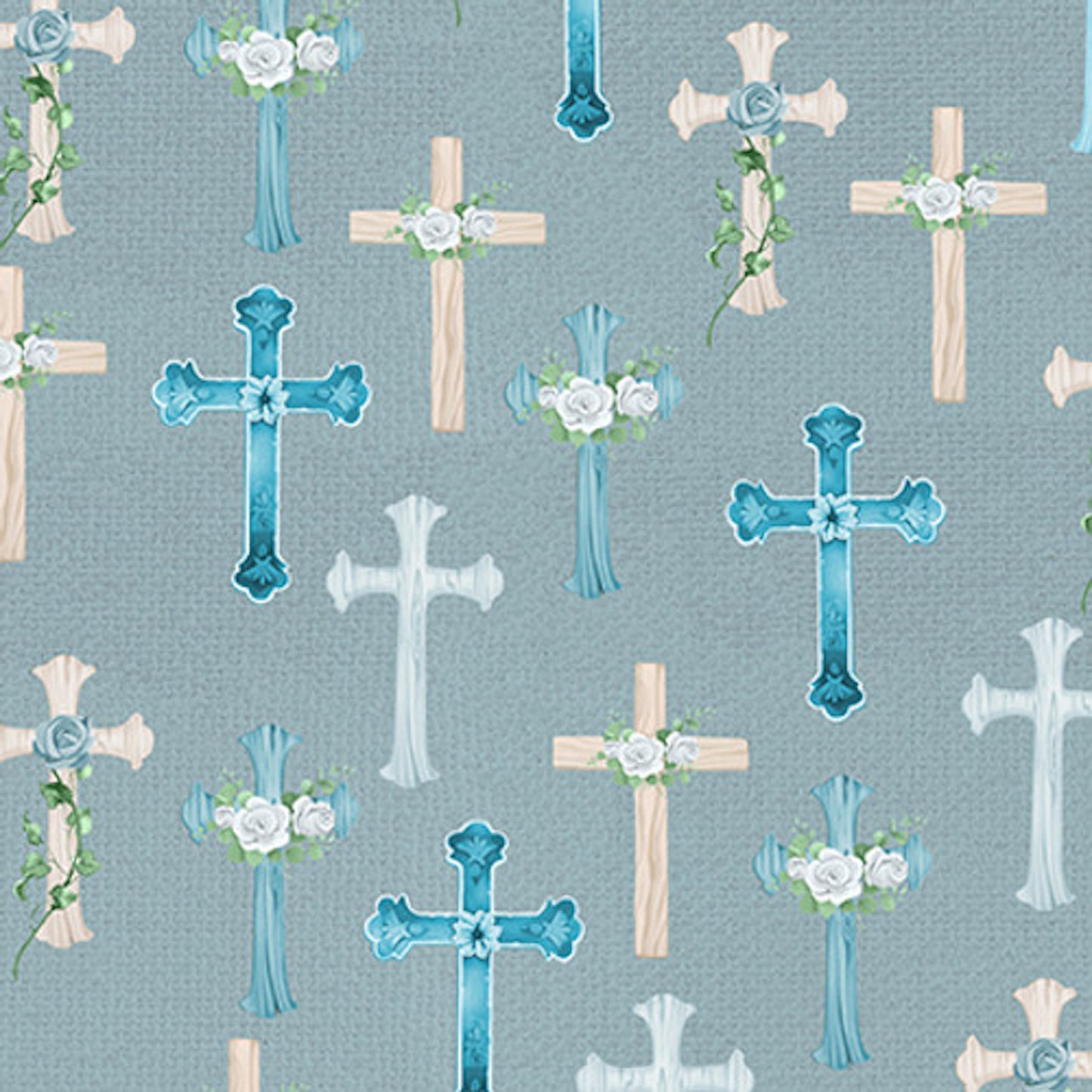 Love Never Fails- Slate Crosses: Sold by the 1/2 yard