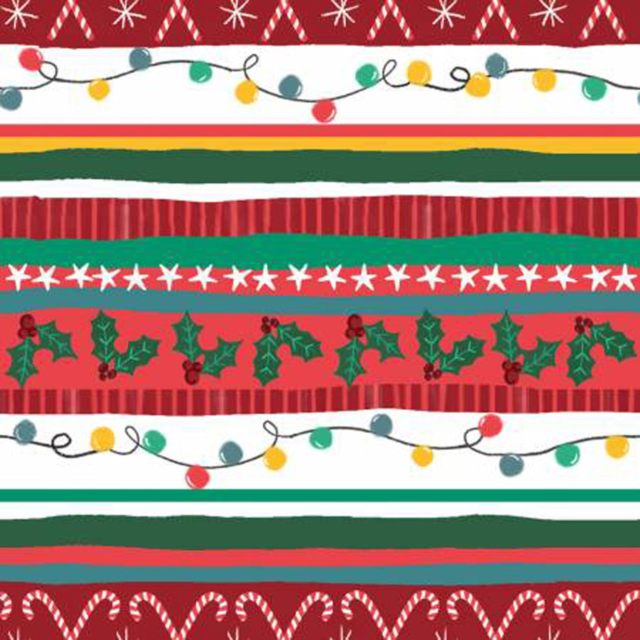 I'll be Gnome for Christmas- Multi Holiday Stripe: Sold by the 1/2 yard
