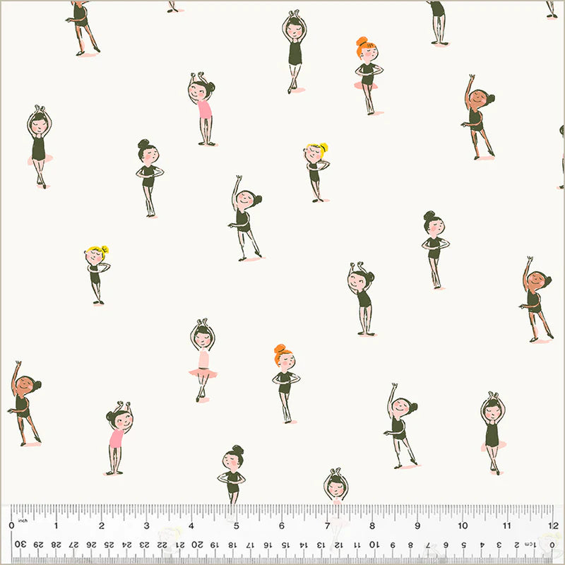 Heather Ross Favorites- Cream Ballerinas: Sold by the 1/2 yard