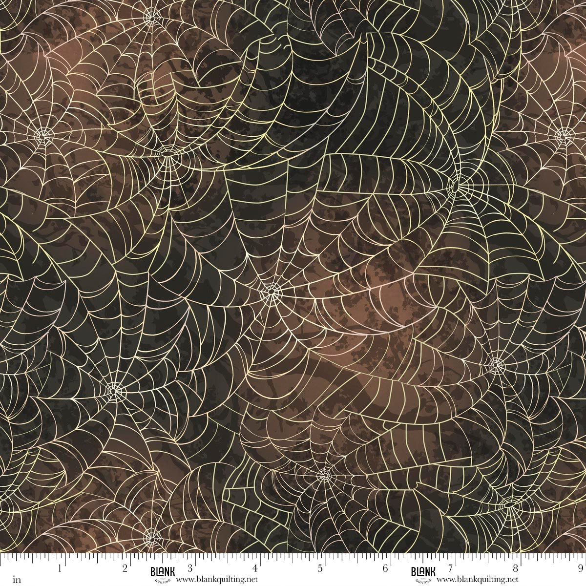 Haunted Harvest- Charcoal Spider Web with Shadows: Sold by the 1/2 yard