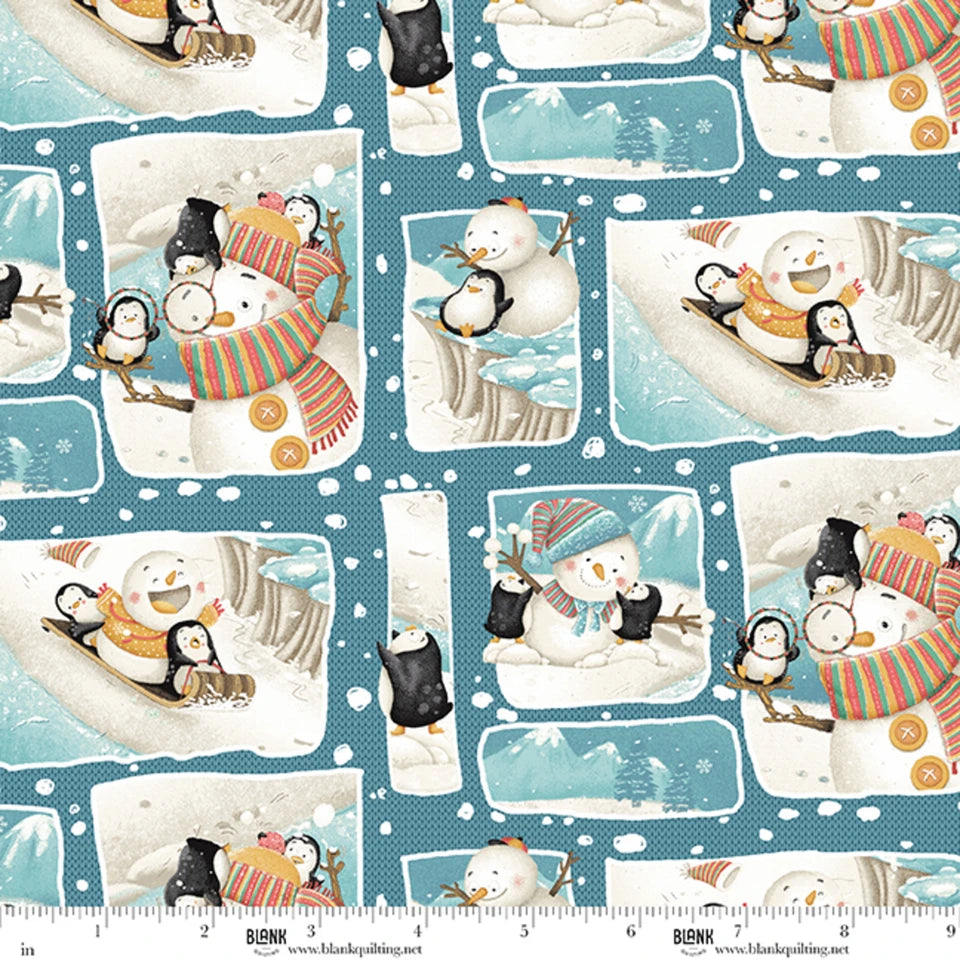 Snowmates- Blue Patchwork: Sold by the 1/2 yard