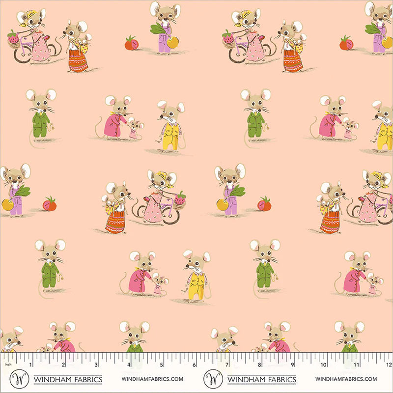 Heather Ross Favorites- Blush Country/City Mouse: Sold by the 1/2 yard