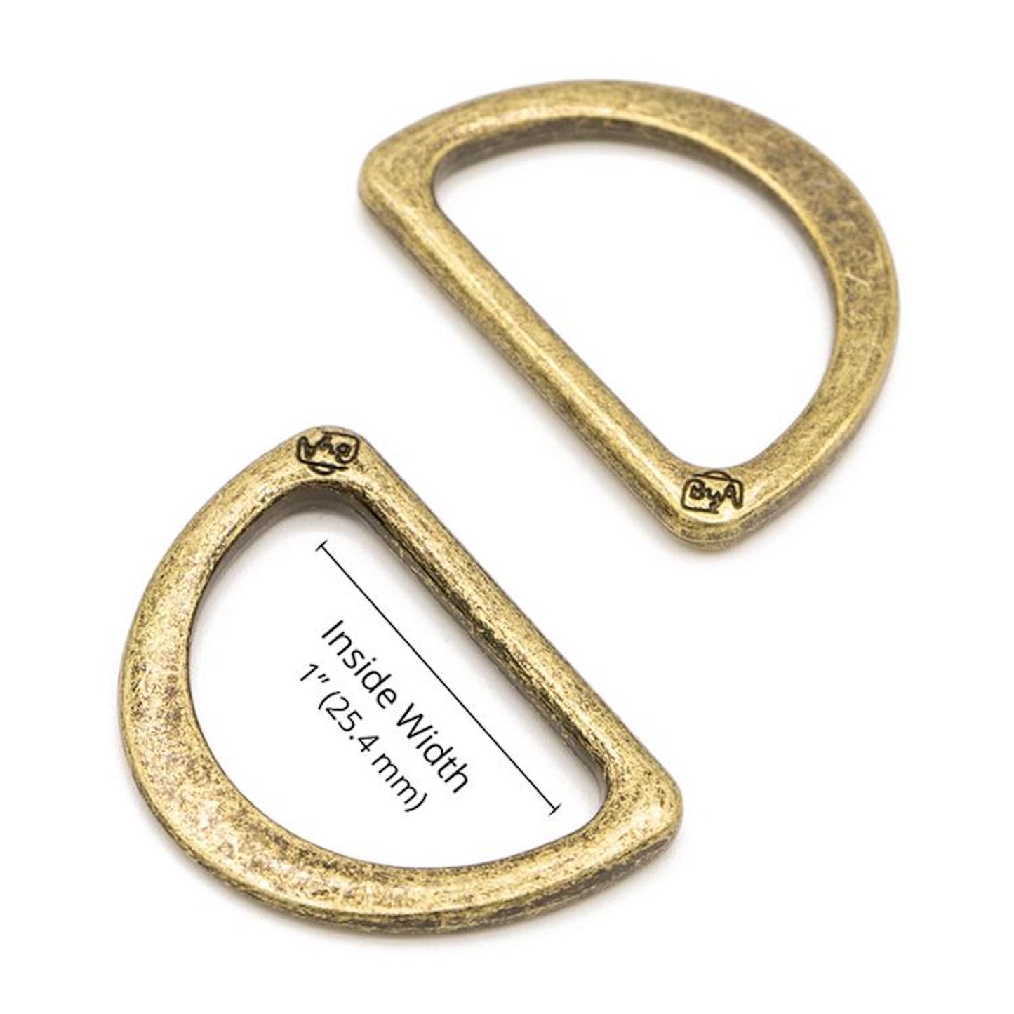 D Ring Flat 1" Antique Brass: 2Pcs