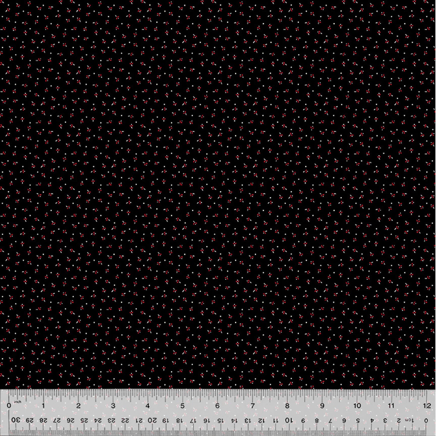 Sable & Scarlet- Black Fine Petals: Sold by the 1/2 Yard