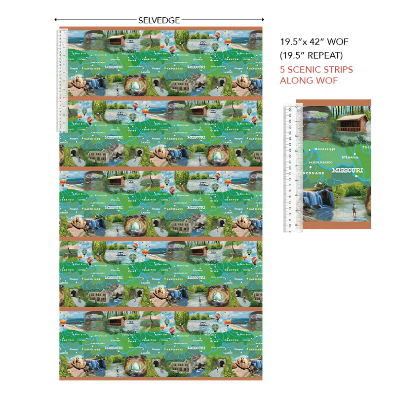 All Missouri Shop Hop 2025- Multi River Runs Through It: Sold by the 1/2 yard.