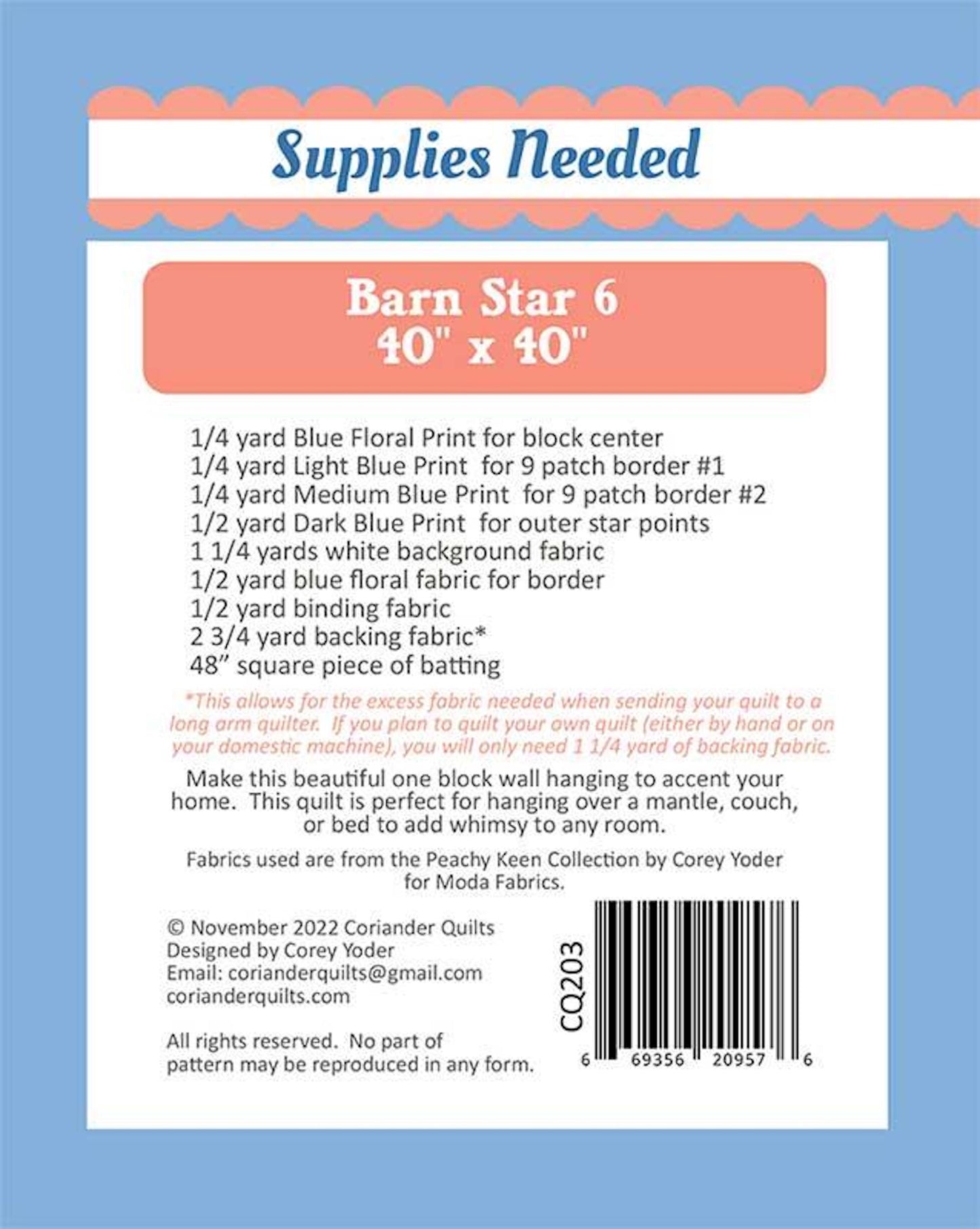Barn Star Pattern #6 By Coriander Quilts