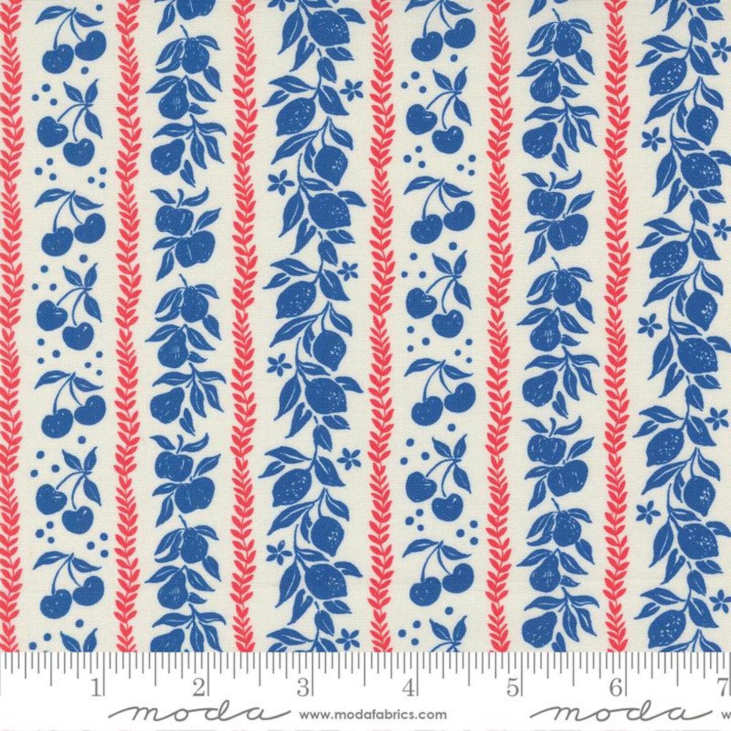 Julia- Porcelain Delft Mixed Fruit: Sold By The 1/2 Yard