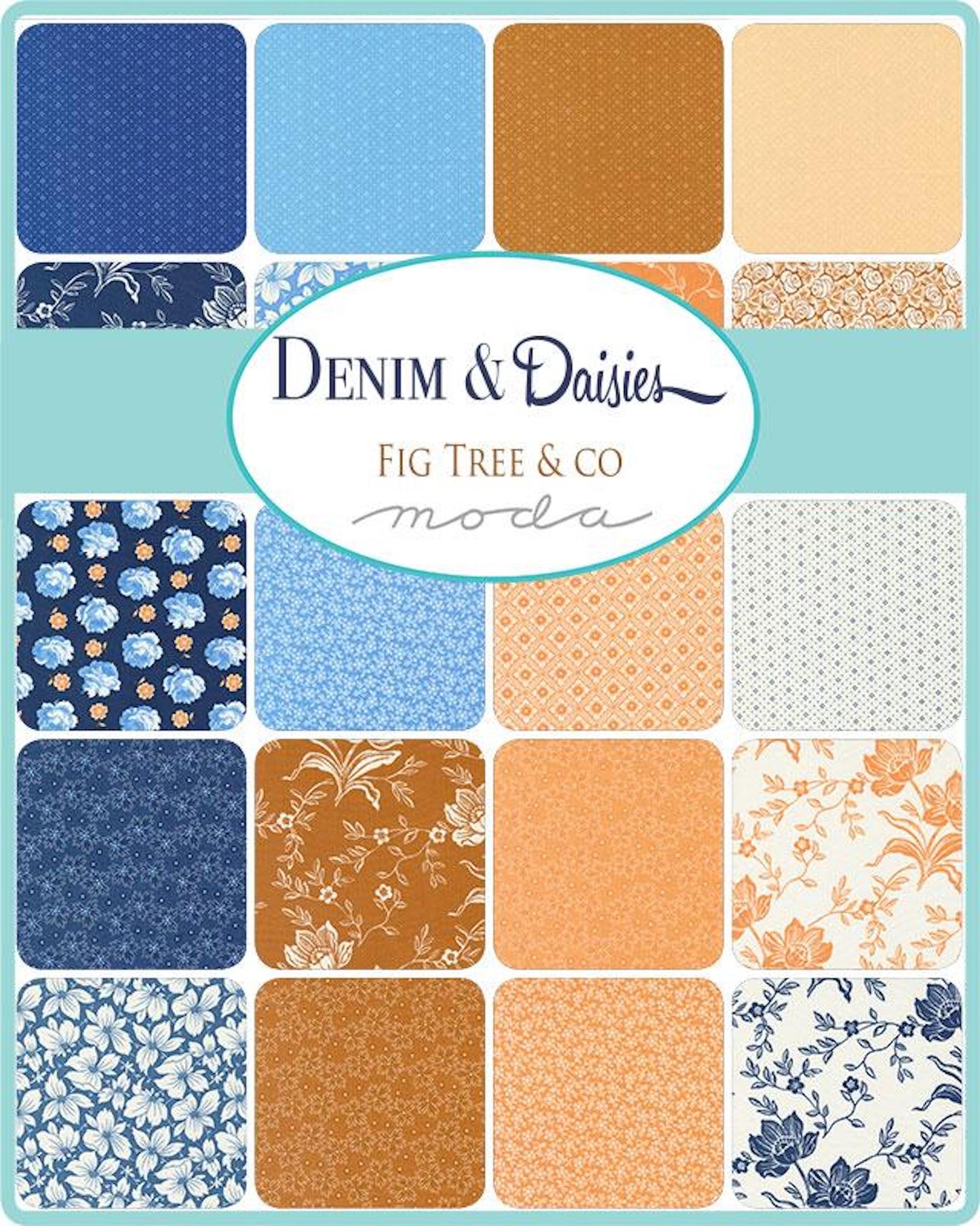 Denim Daisies Mini Charm Pack- 42 PCS- Moda